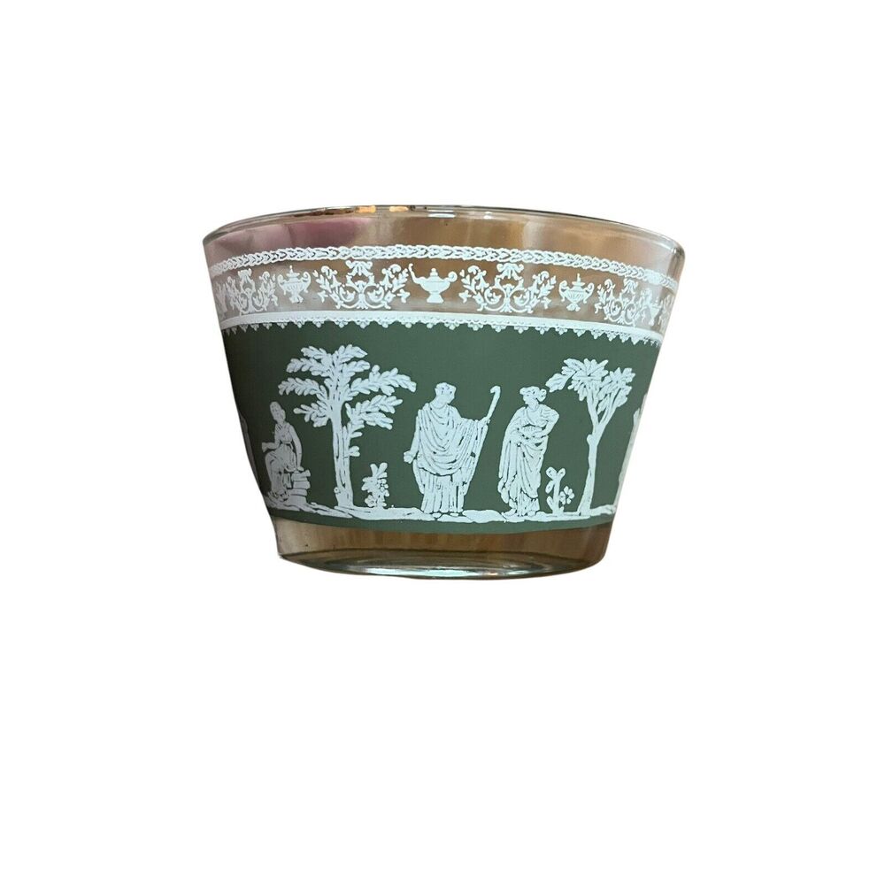 Vintage Jeannette Glass Hellenic‎ Green Sorbet Cup Bowl Greek Roman Wedgewood